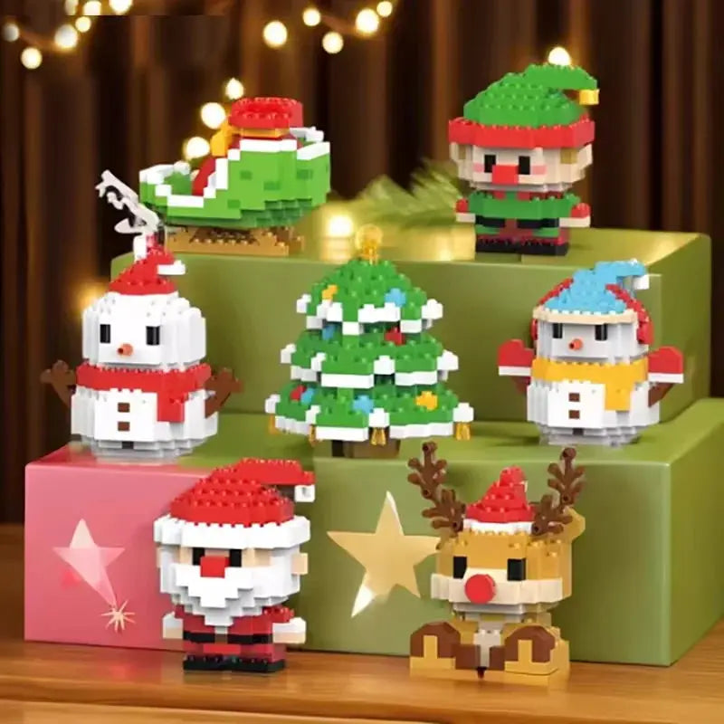Christmas Building Block Set With Santa Claus Snowman Elk Tree Micro Brick Puzzles For Home Decoration And Gift Kid Toy