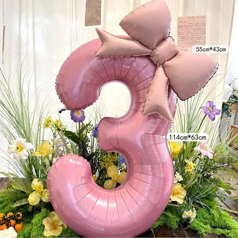 40 Inch Pink Digital Bowknot Aluminum Foil Balloons For Girls Wedding Birthday Party Decor Photo Props
