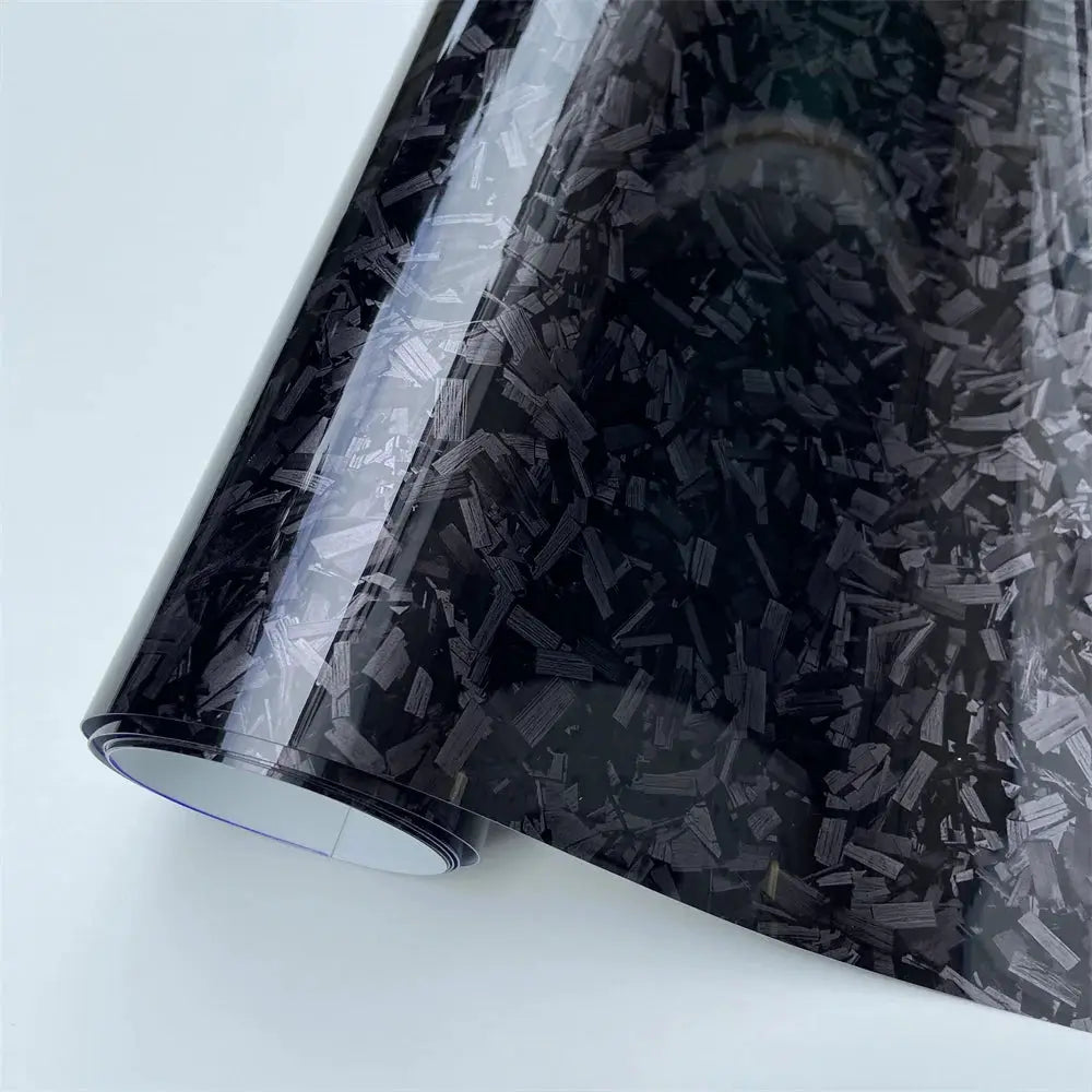 Glossy Laser Forged Carbon Fiber Vinyl Wrap Self Adhesive Car Film For Automotive Styling Interior Exterior Waterproof