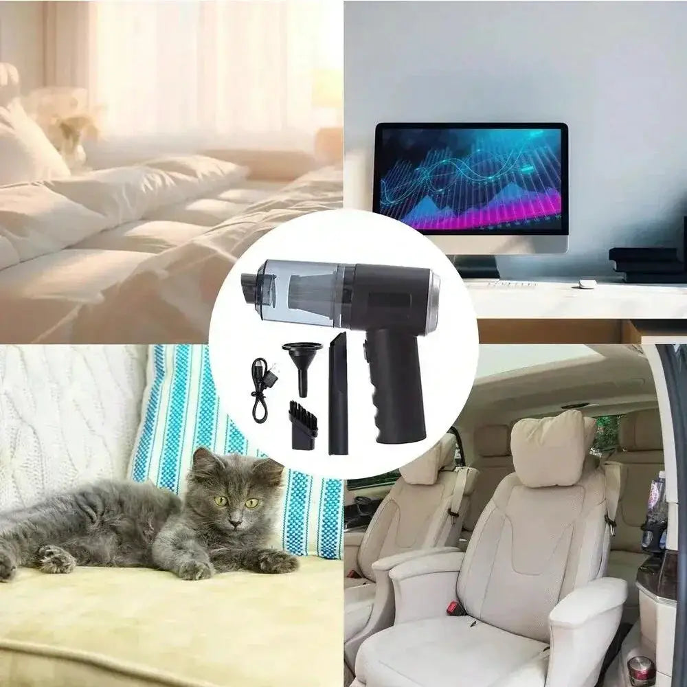 Wireless Vacuum Cleaner Dual Use For Home And Car 120W High Power Powerful Black