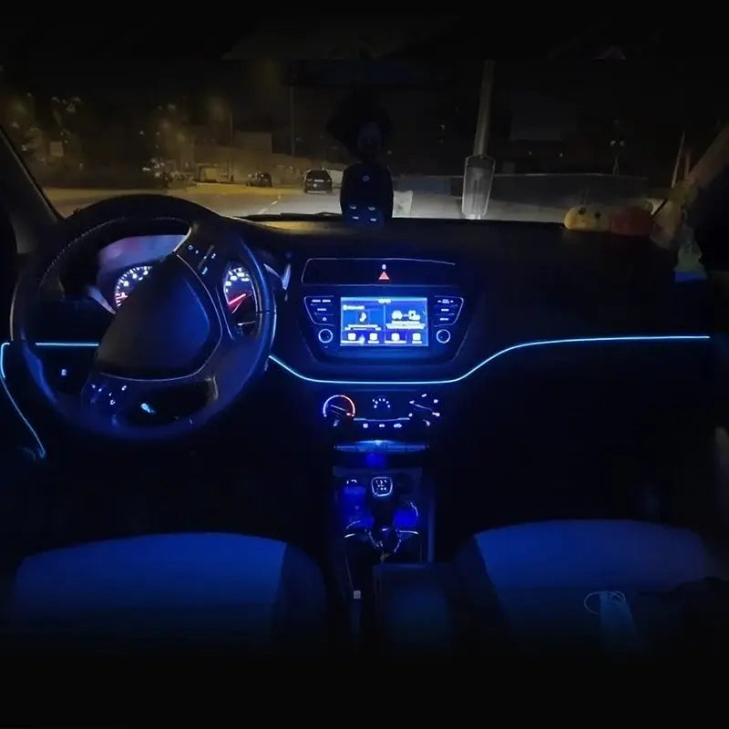 Car interior LED strip lighting 5m blue USB-powered ambient light by Simples Market under dash