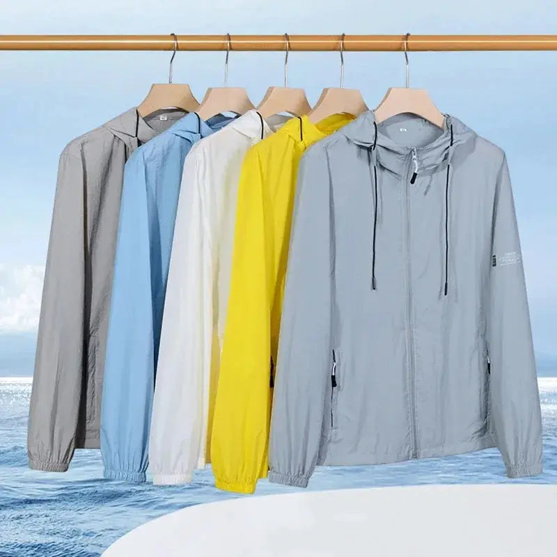 Simples Market sun protection windbreaker jackets, lightweight breathable, 5-color set on rack