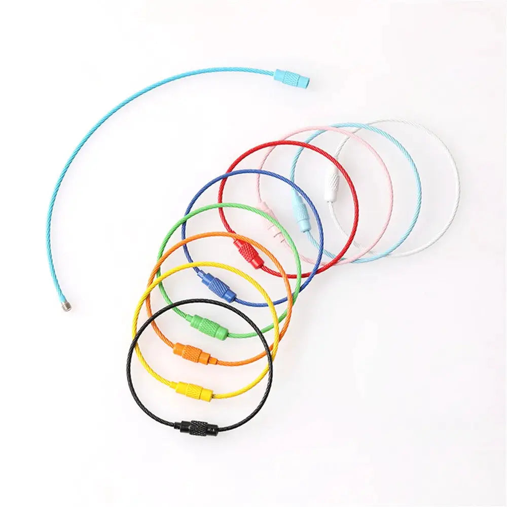 DIY keychains and keyrings kit with colorful rope loops and screw-locks; assorted colors, 10–50 pcs
