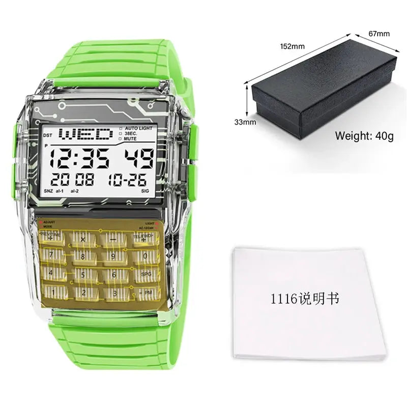 LuxTime Men's Calculator Watch With Luxury LED Digital Display Integrated Calculator And Sports Style