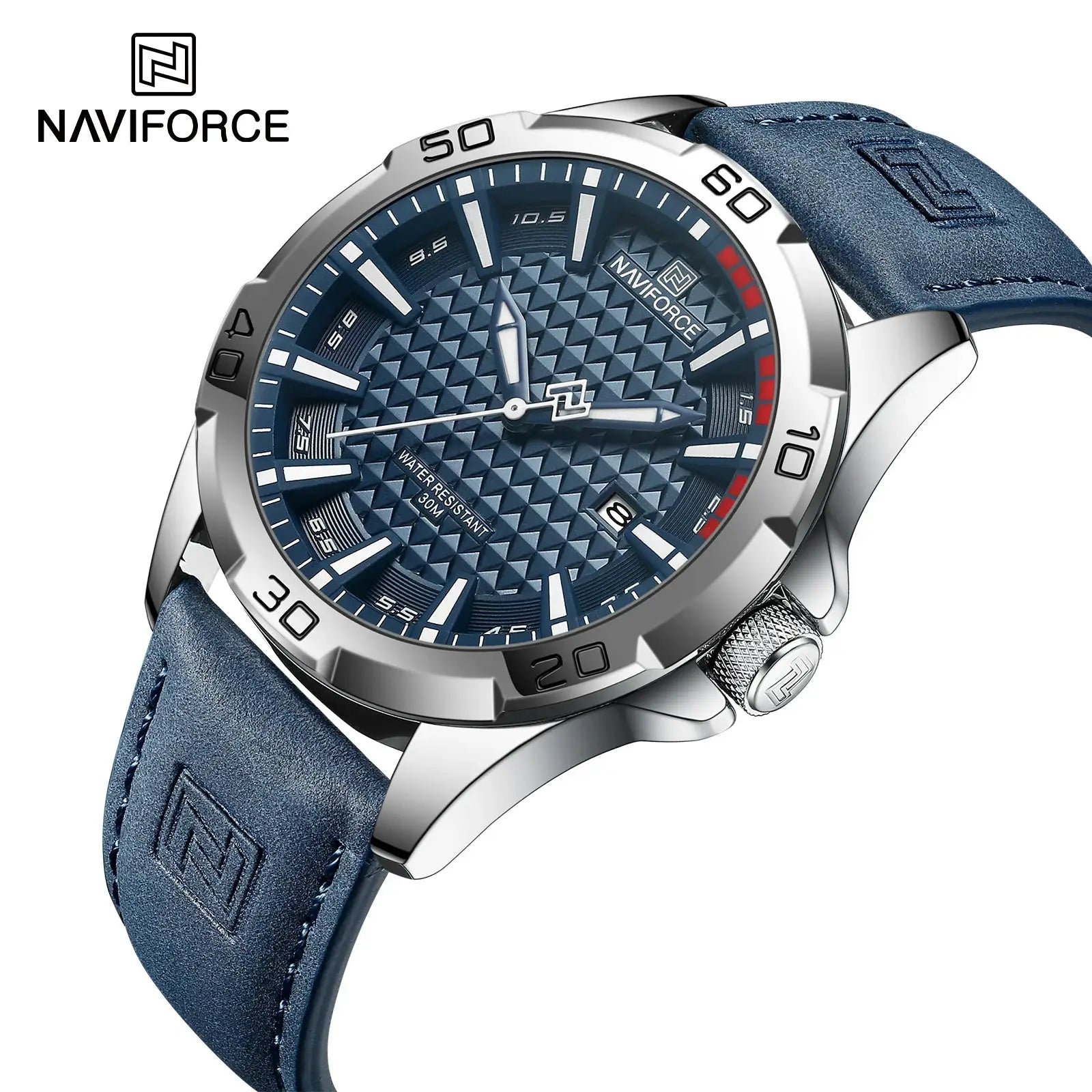 Naviforce Men Quartz Watch With Leather Strap Casual Sport Timepiece Water Resistant For Everyday Wear