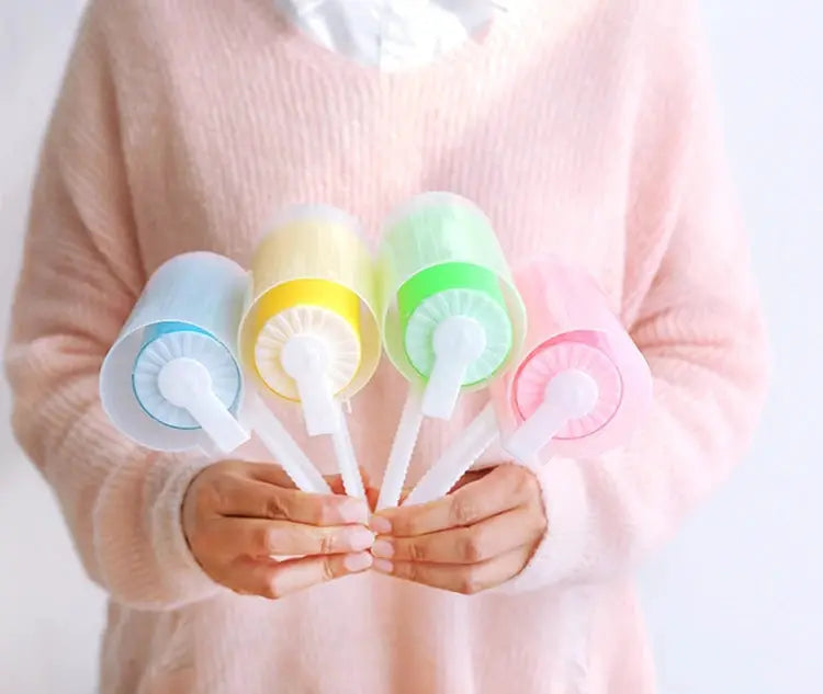 Washable sticky rollers set: five pastel rollers with white handles for pet hair and dust removal
