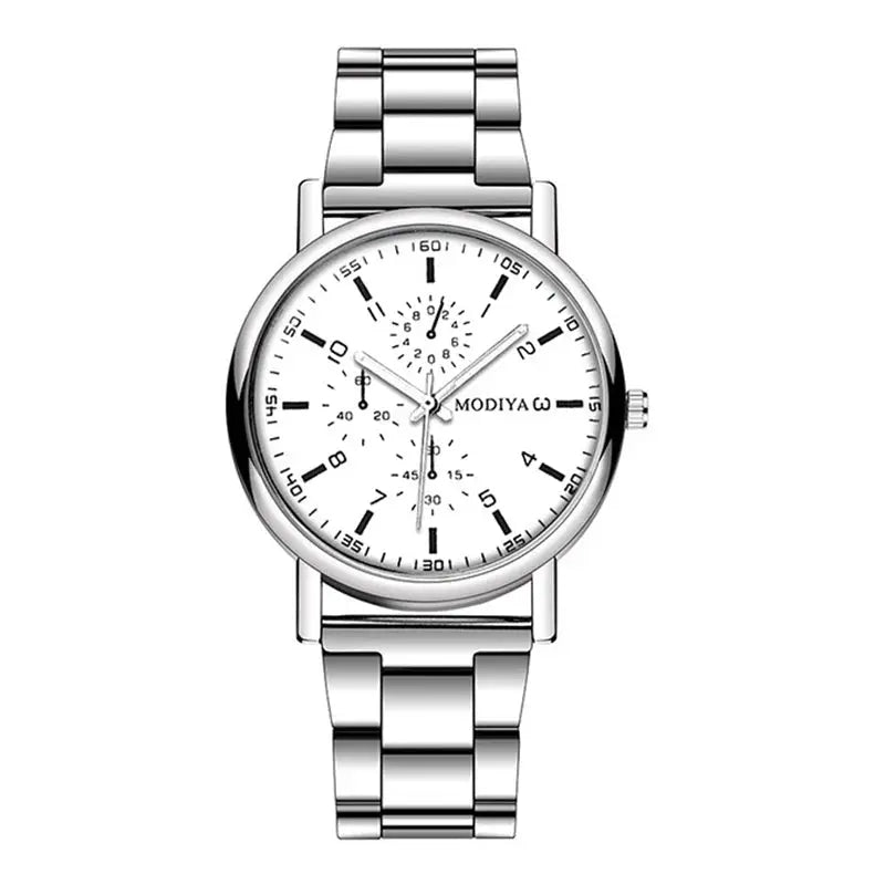Yo Men's Quartz Wristwatch Casual Silver Alloy Band Timepiece For Everyday Wear With Arabic Numeral Markers
