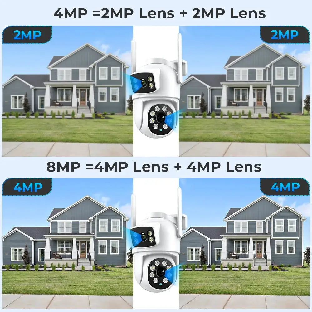 BESDER 4K 8MP white outdoor PTZ WiFi camera with dual lenses