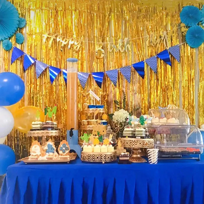 New 4 2 1 Pack Party Backdrop Metallic Foil Fringe Tinsel Curtain For Birthday Wedding Baby Shower
