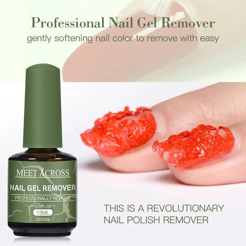 Meet Across 15ml nail gel remover bottle with green cap from Simples Market; professional UV soak-off remover