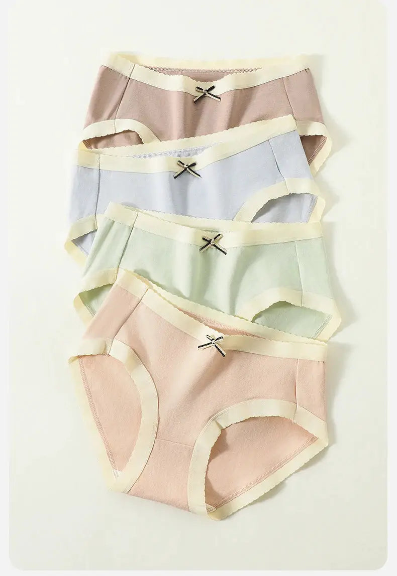 5-pack cotton women's panties with bow accents in pastel colors by Simples Market