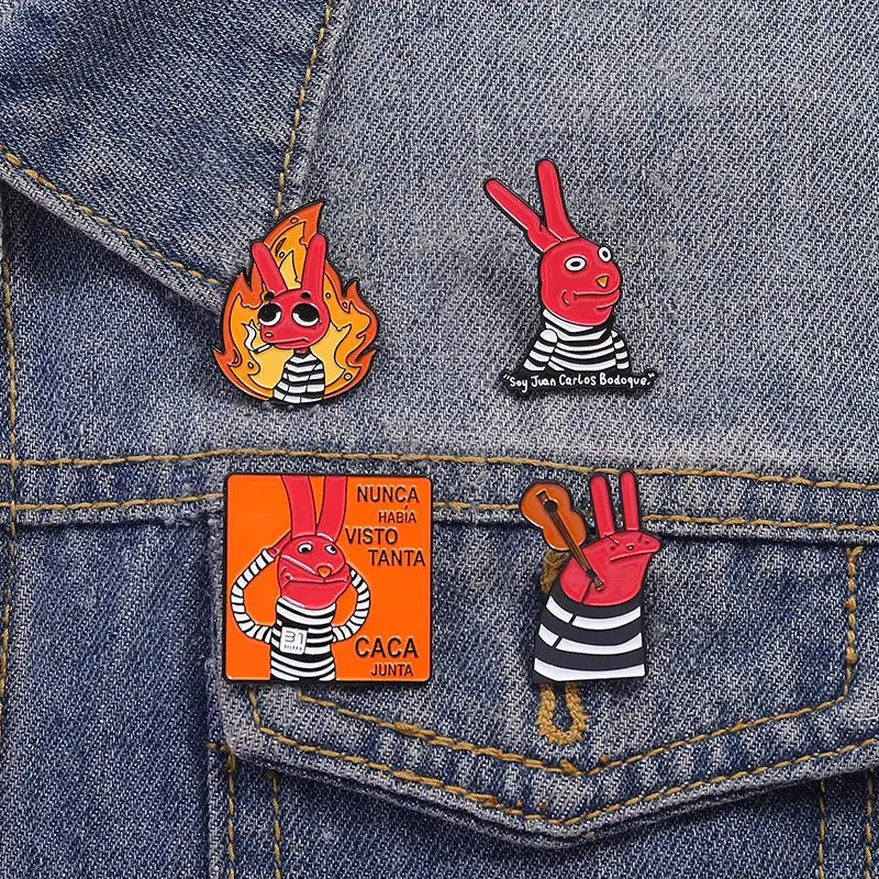 Funny Cartoon Animal Enamel Pins Set Red Eared Animals Brooches Lapel Pins For Backpacks Gift For Friends