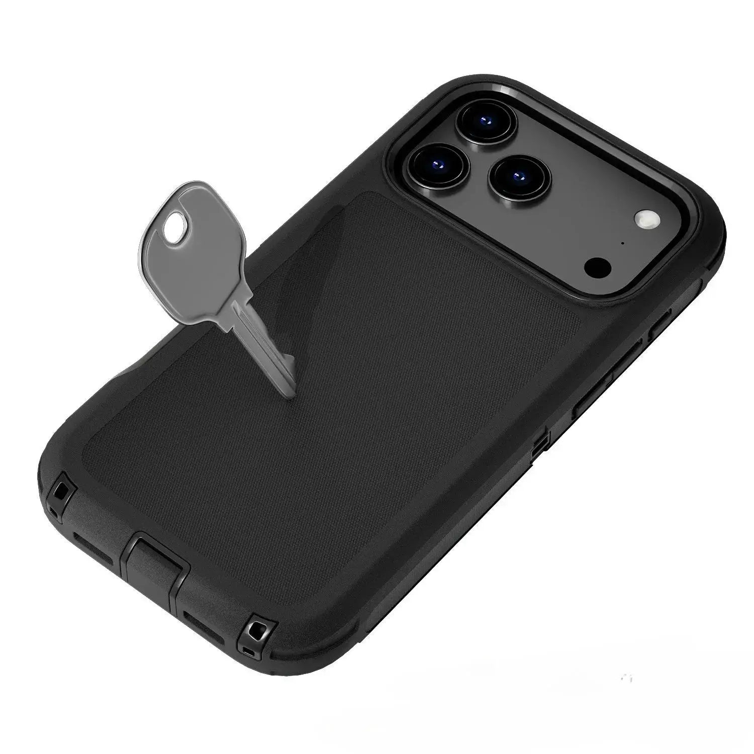 Simples Market rugged shockproof iPhone case with belt clip, black two-tone armor shell for iPhone 17/16/15/14 Pro Max