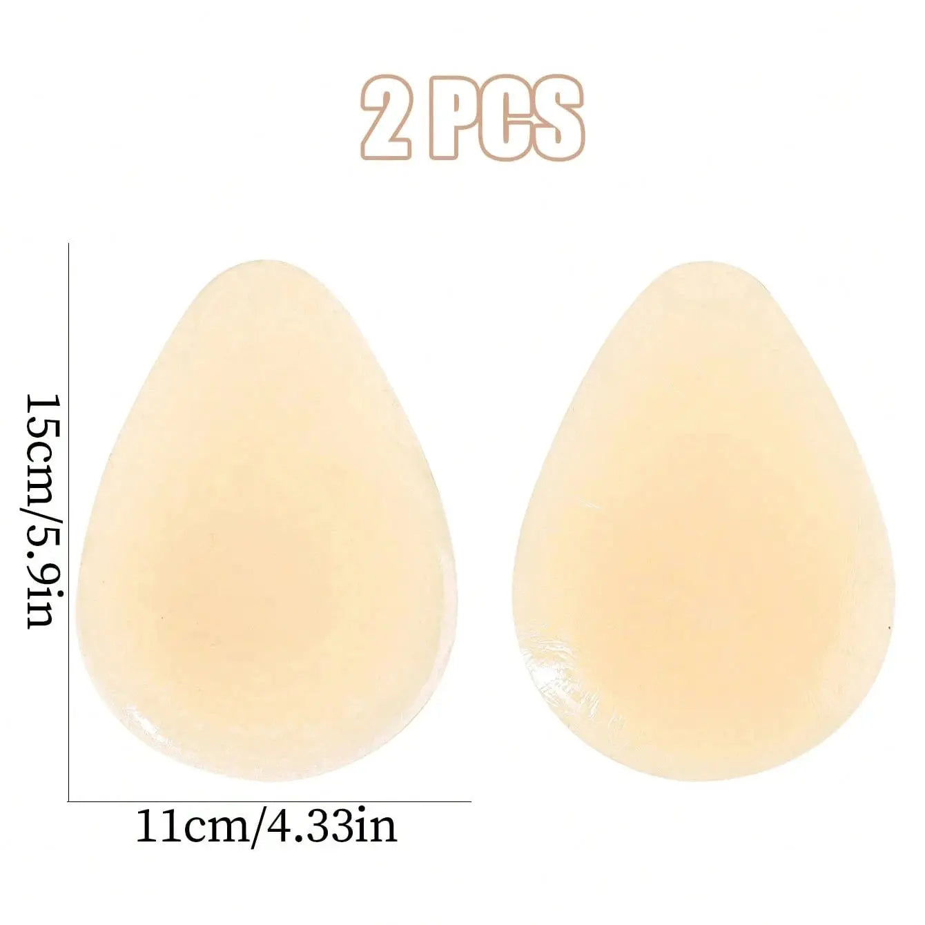 Waterdrop-shaped silicone nipple covers, 2-piece set in nude beige, ultra-thin and reusable.