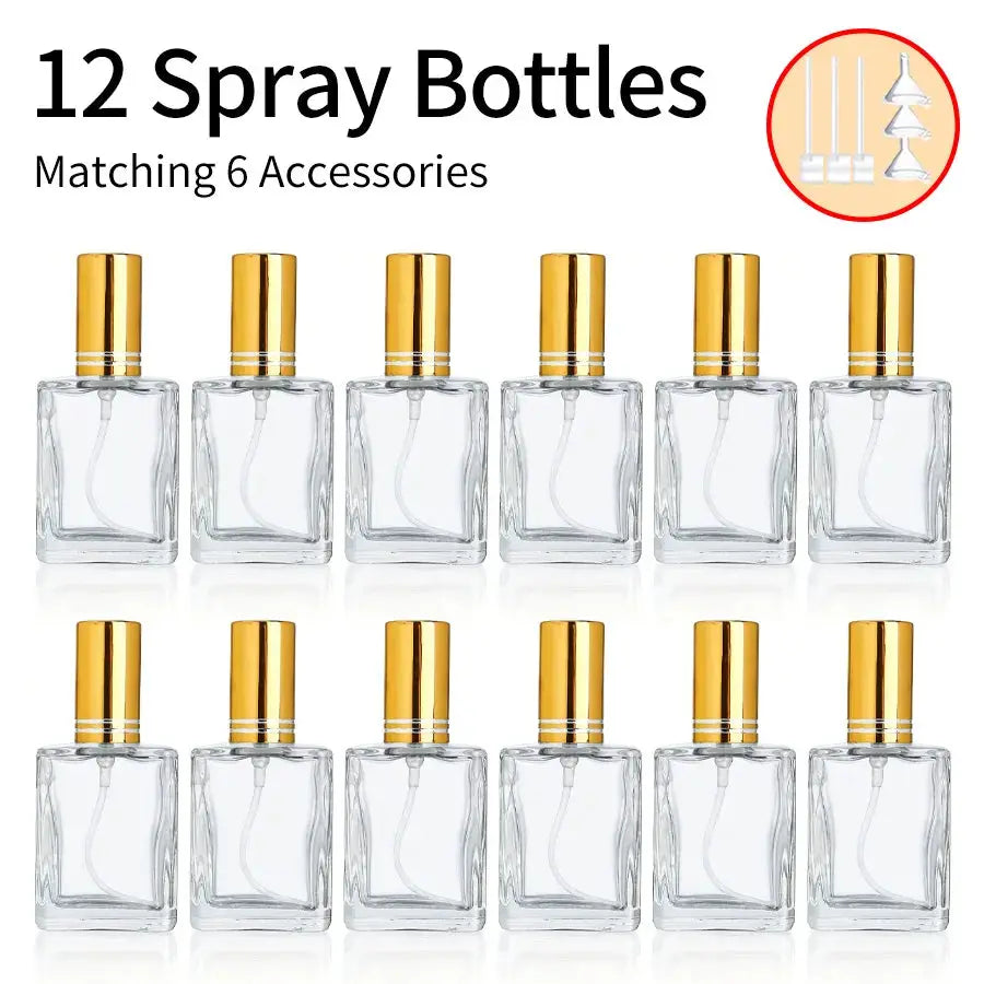 12 15ml Transparent Perfume Spray Bottles Set With 6 Accessories Including 3 Funnels And 3 Packing Artifacts For Travel