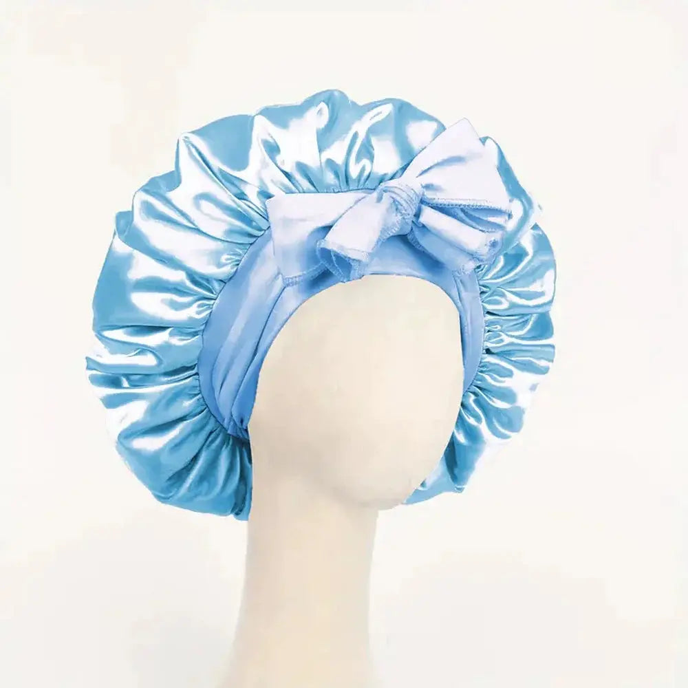 SilkNest Satin Silk Bonnet Adjustable Sleep Cap With Tie Band For Frizz Free Hair Keeps Hair Smooth Overnight