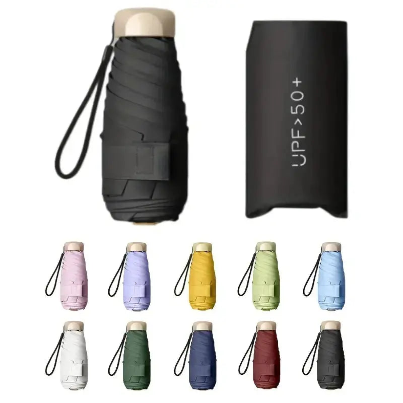 Ultra Light UV Protection Umbrella Compact Foldable Design Stainless Steel Handle For Sun And Rain 190T Canopy