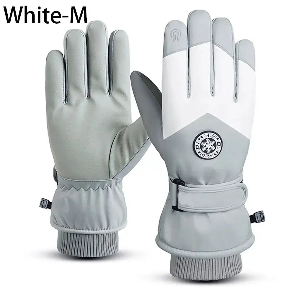 Winter Snowboard Ski Gloves PU Leather Non Slip Touchscreen Waterproof Fleece Warm Riding Gloves For Motorcycle Cycling