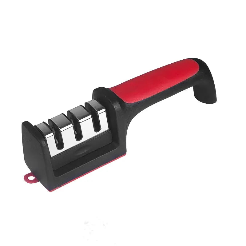 Kitchen Three Quarter Segment Knife Sharpener Stainless Steel Hand Held Sharpening Stone Black