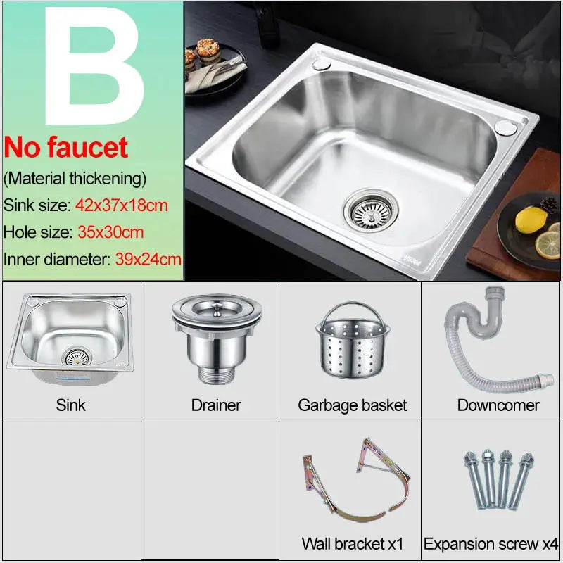 Simples Market wall-hanging kitchen sink in thickened 304 stainless steel with bracket
