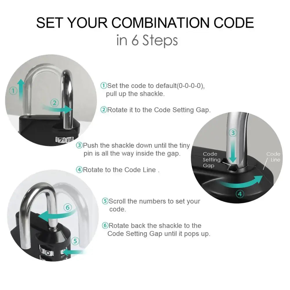 ORIA 2-pack combination padlocks with 4-digit code, black body and silver shackles