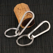 2pcs titanium alloy quick-release carabiner keychains with round key rings, silver