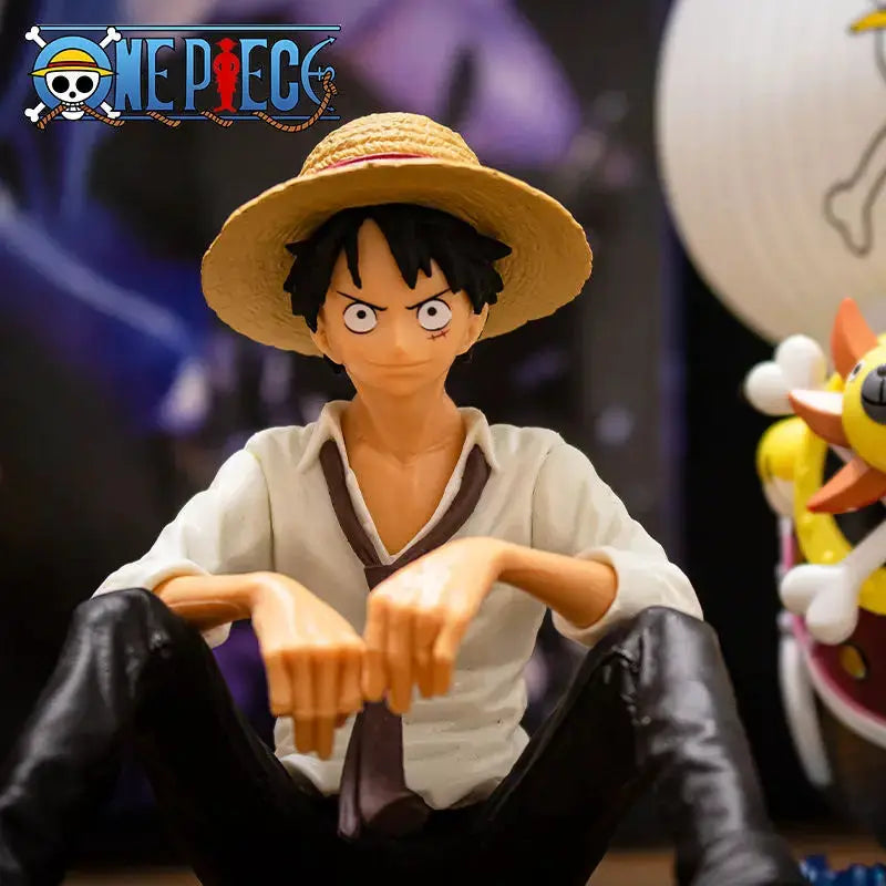 One Piece Luffy 12cm Sitting Pose PVC Figure Collectible Statue Toy For Birthday Gift