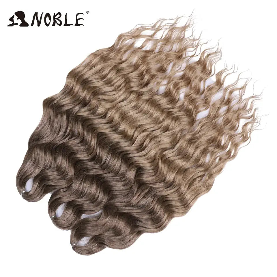 Noble Hair synthetic loose deep wave braiding extensions, 24in, ombre blonde water-wave, set of 4 bundles