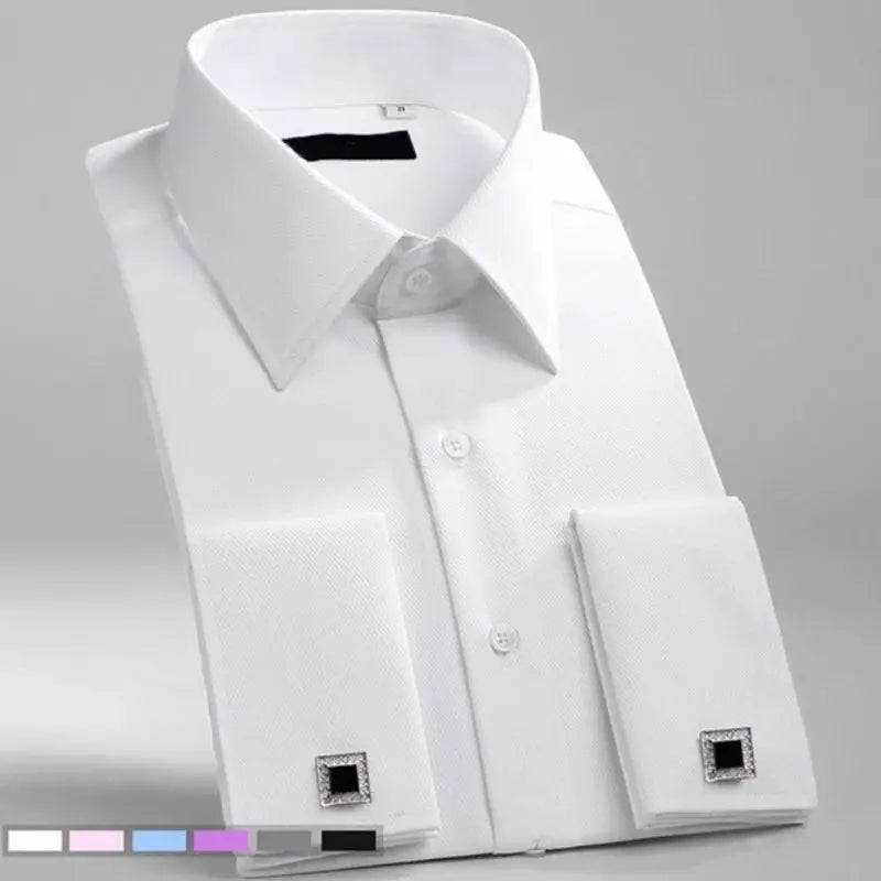 ClassicWear Men's French Cuff Dress Shirt Standard Fit Timeless Formal Style for Office and Weddings