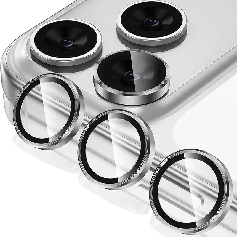 Metal glass camera protector rings for iPhone 17 Pro/Max; tempered lens ring covers (set of 4)