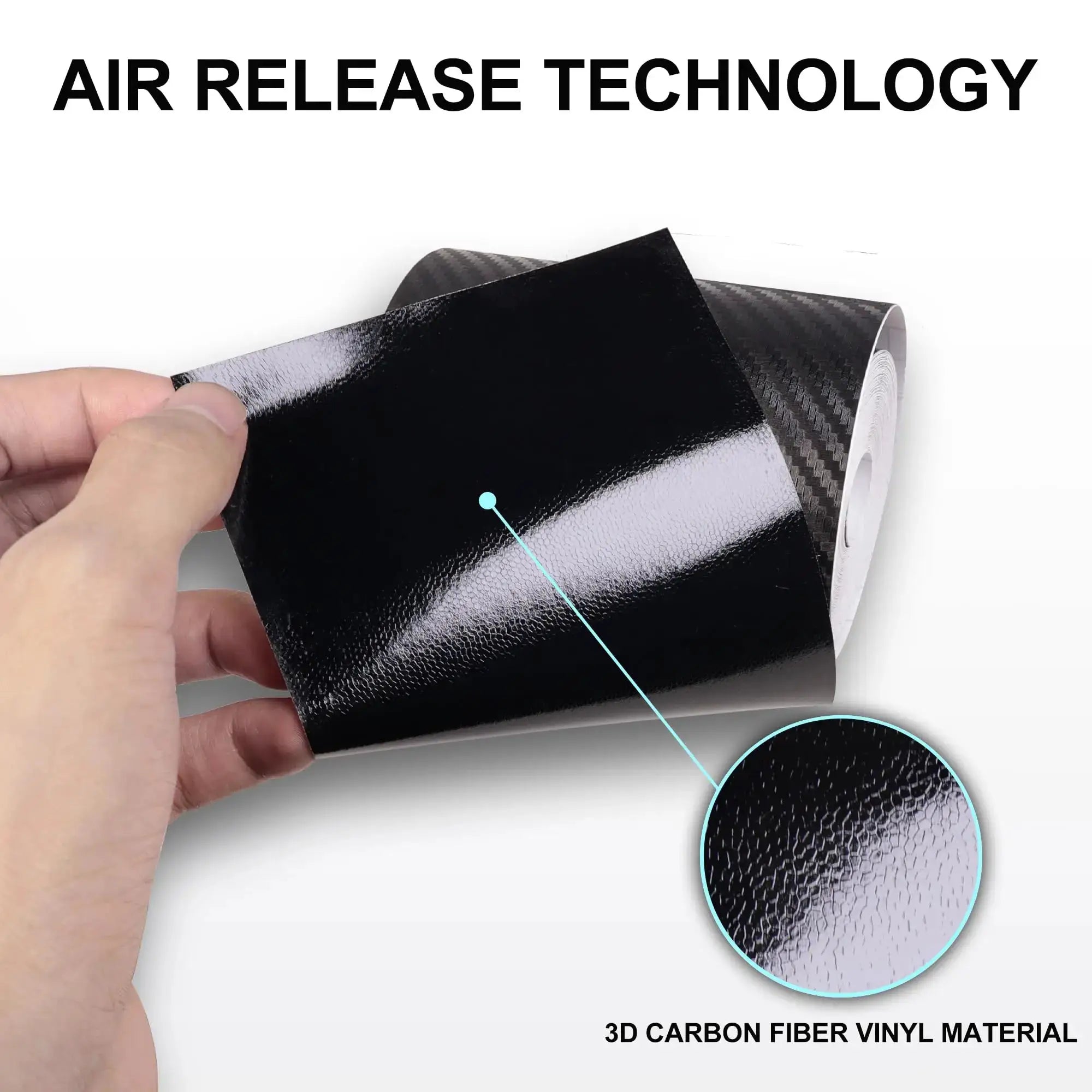 Carbon fiber vinyl wrap roll, matte black, self-adhesive 3D car film