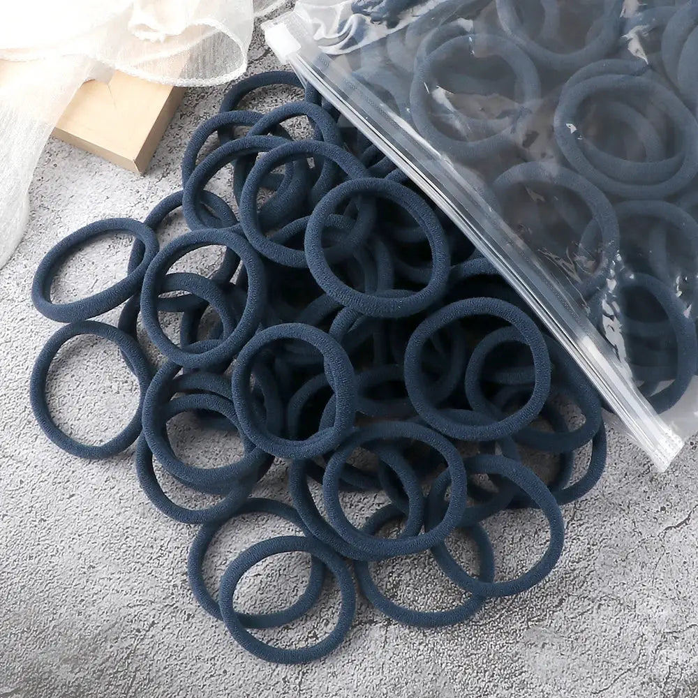 NovaHair 50 Pcs Mixed Colors Hair Bands 4 Cm Elastic Hair Ties Ponytail Holders Gentle Hold For Everyday Ponytails