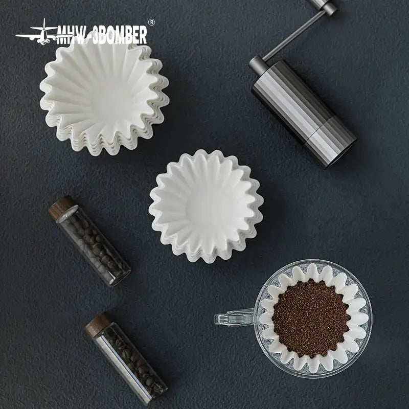MHW 3 Bomber Disposable Coffee Filter Papers 50 Sheets For 1 To 4 Cups Espresso Hand Brewed Coffee Accessories