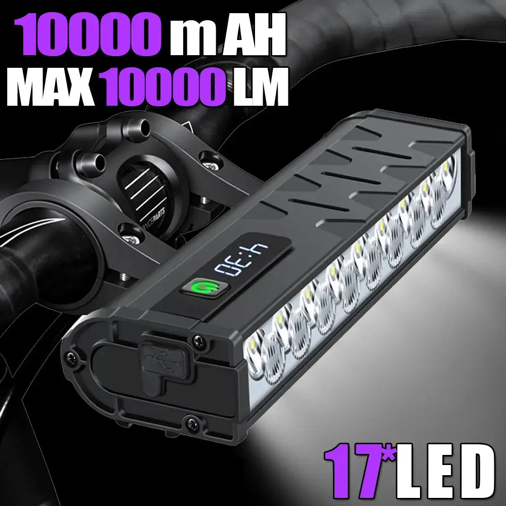 Newboler 10000 Lumen Front Bicycle Light USB Rechargeable Waterproof 10000mAh for MTB and Road Cycling