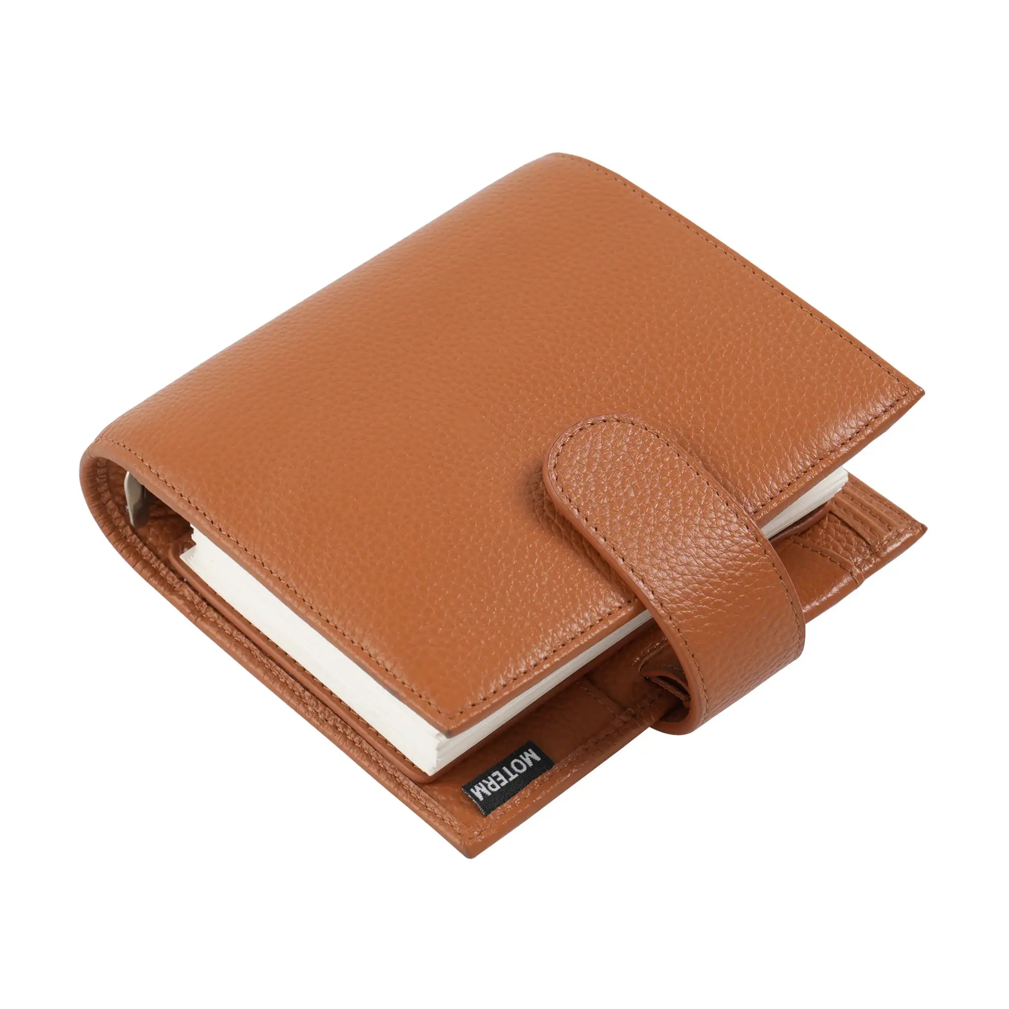 Moterm Luxe 2.0 pocket planner in tan pebbled leather with 30mm rings, Simples Market