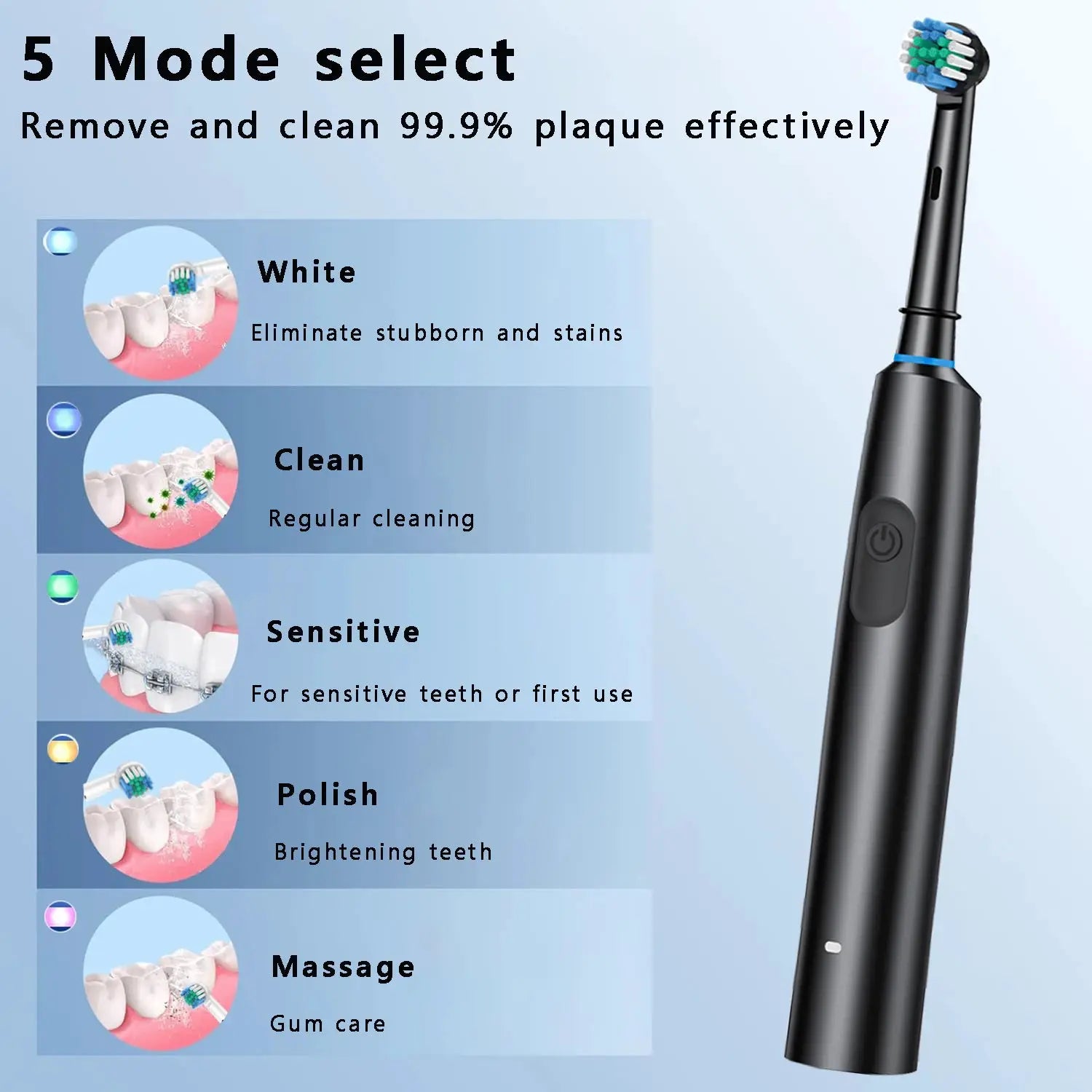 BrightSmile Rotary Electric Toothbrush With 8 Heads For Deep Plaque Removal Timer Waterproof And Rechargeable