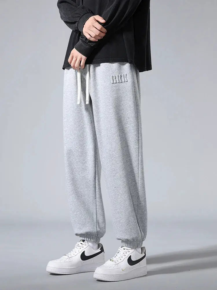 Men's jogger pants in grey, cotton-polyester with drawstring and elastic cuffs