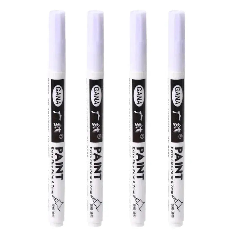 Simples Market 4-pack oil-based permanent paint markers with 0.7mm tip, white bodies and lavender caps