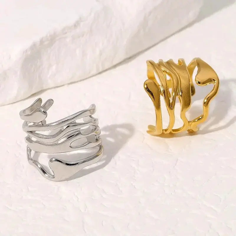 Hollowed Out 2025 Electroplated Gold Wide Ring Elegant Yet Simple Fashion Jewelry Gift For Loved Ones