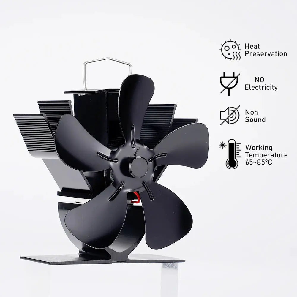 Mini Stove Fan Heat Powered Fireplace Fan 5 Blade Quiet Eco Friendly Wood Burner Home Winter Heat Distribution