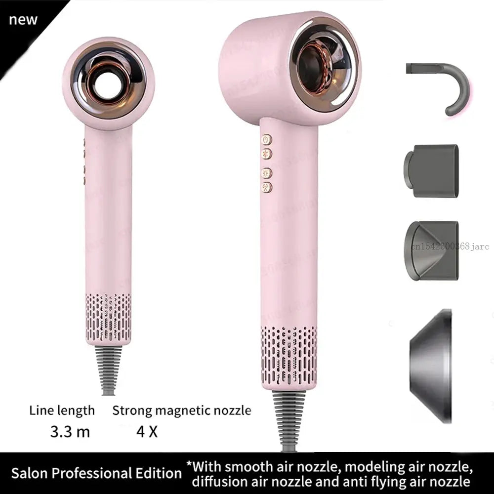 Super Hair Dryer by Simples Market, pink leafless 2-pack with 4 attachments