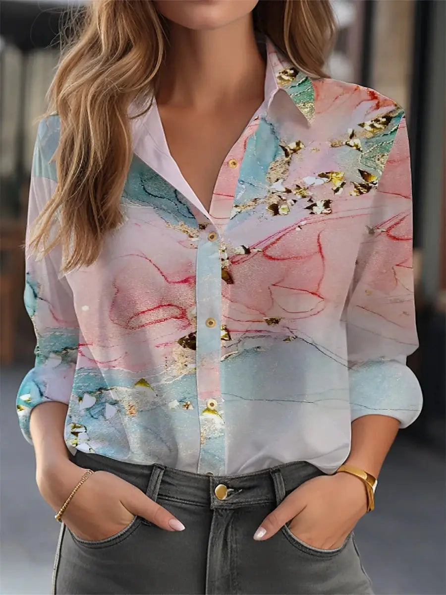 Elegant Womens Long Sleeve Blouse Breathable Polyester Broadcloth Regular Fit For All Year Comfort