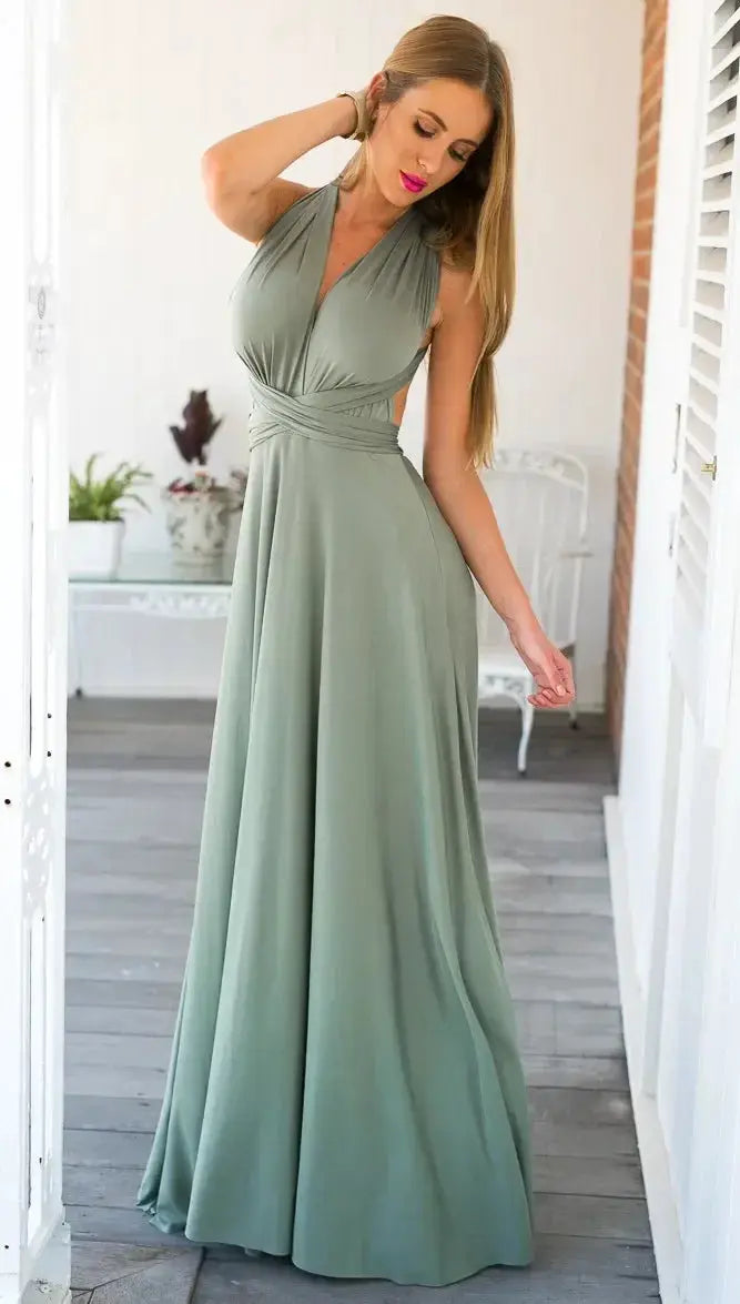 Fashion Multiwear V Neck Maxi Dress With Adjustable Straps For Summer Versatile Long Dress