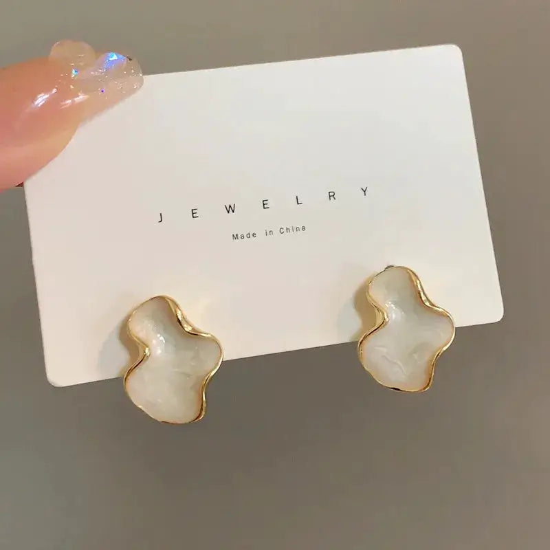 Abstract Alien White Cloud Irregular Stud Earring For Women Modern Minimalist Ear Jewelry Gift