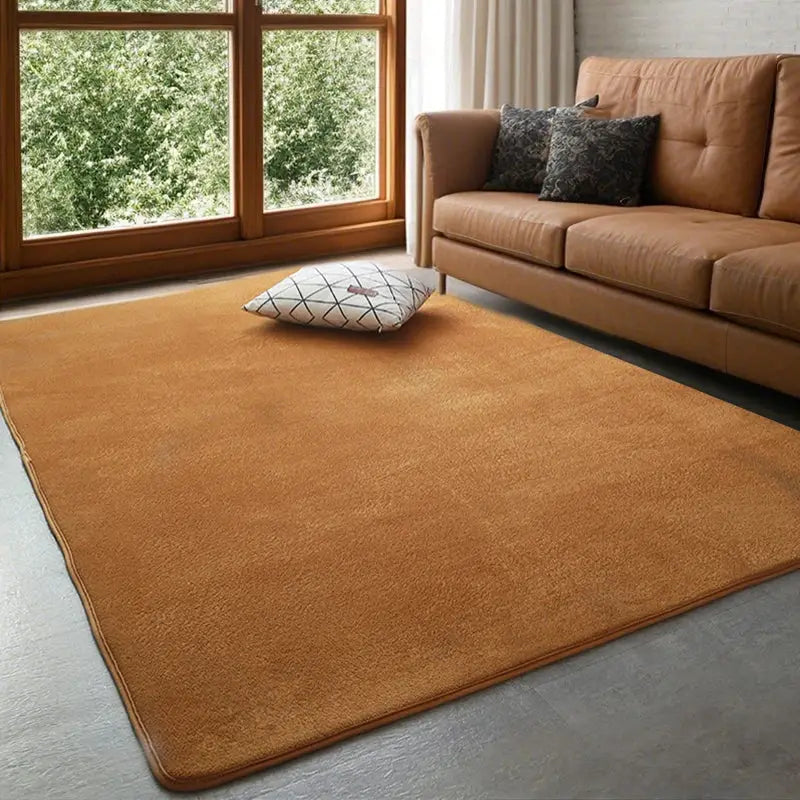 VIKAMA coral velvet carpet, soft orange non-slip large living room rug