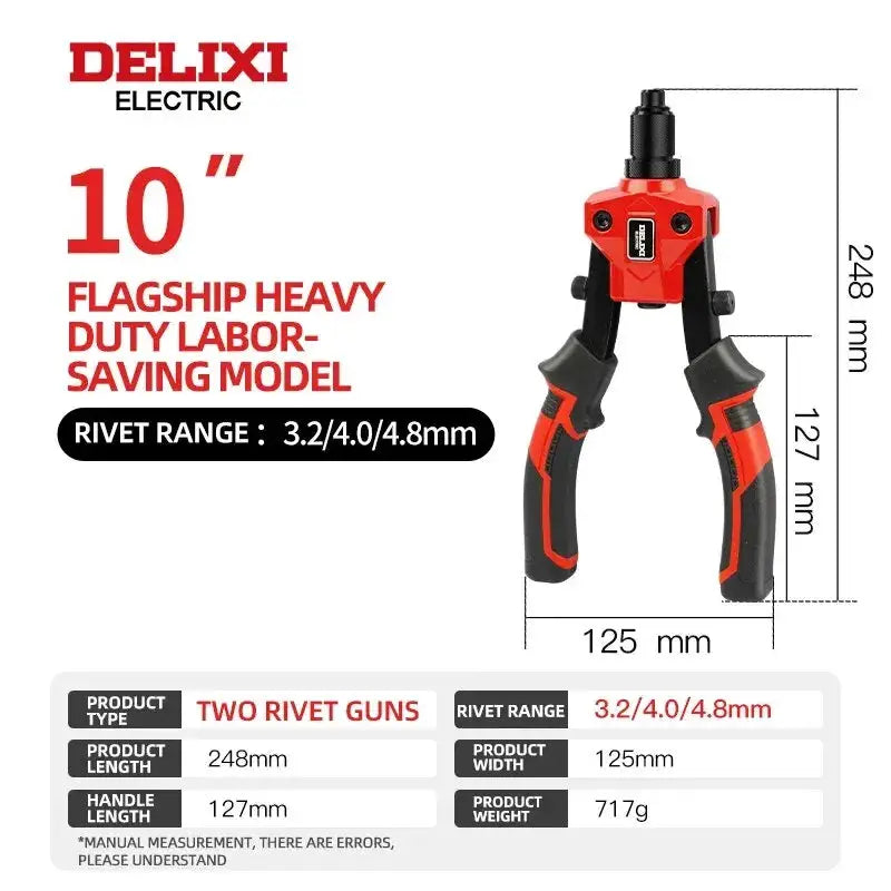 Delixi Electric Rivet Gun Manual High Leverage Pull Tool For Tightening And Riveting Metal Sheets And Pipes