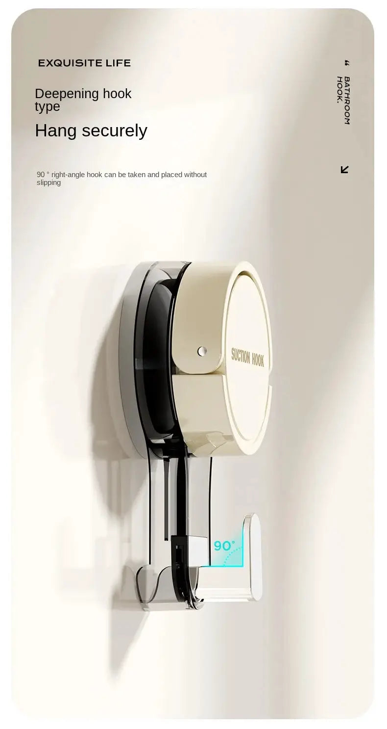 Simples Market suction hook, beige wall-mounted device with black accents and 90° right-angle hook