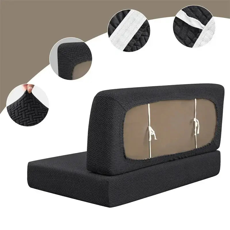 2-piece polar fleece RV dinette cushion covers; black stretch backrest and bench seat covers for RV camper