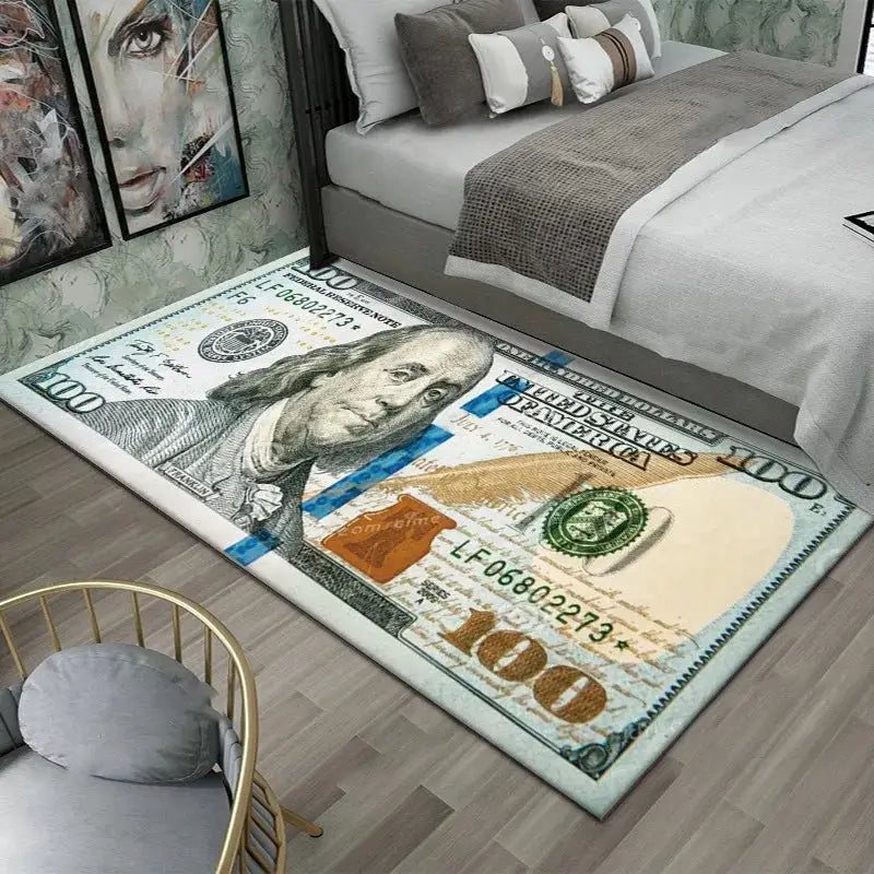 Colorful Dollar Money Print Carpet Rug Large Area Non Slip Stain Resistant Entryway Bedroom Floor Mat Decoration