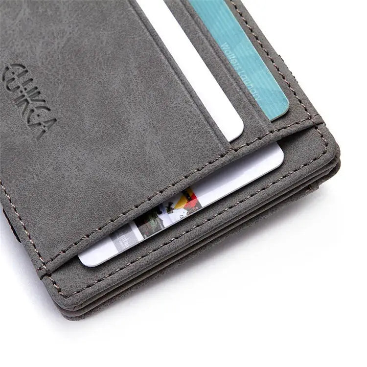 Mini men's card holder wallet in gray PU leather with card slots
